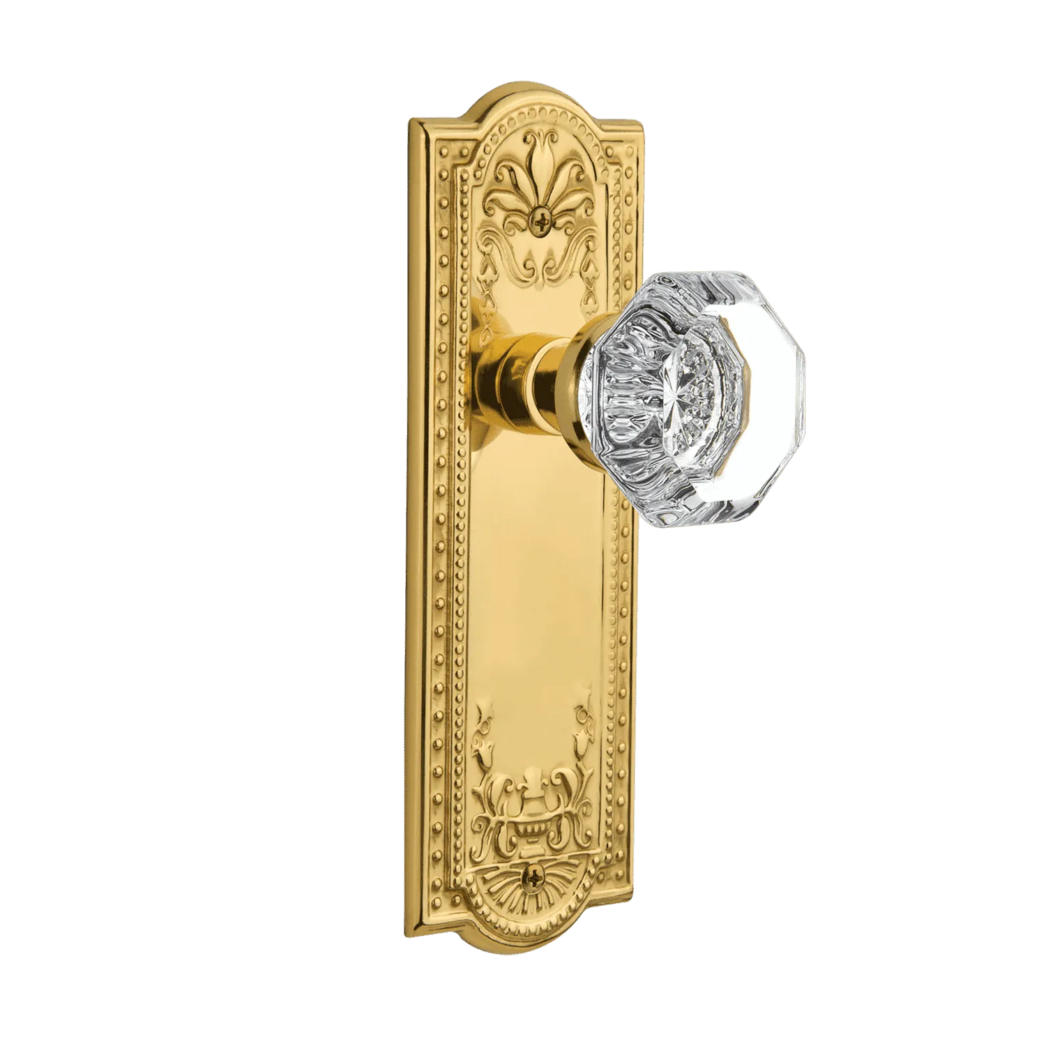 Meadows Long Plate with Waldorf Knob in Unlacquered Brass