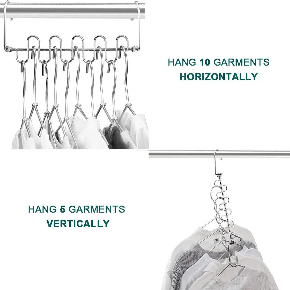 MeetU Magic Cloth Hanger Wonder Space Saving Hangers Metal Closet Organizer for Closet Wardrobe Closet Organization Closet System (Pack of 4)