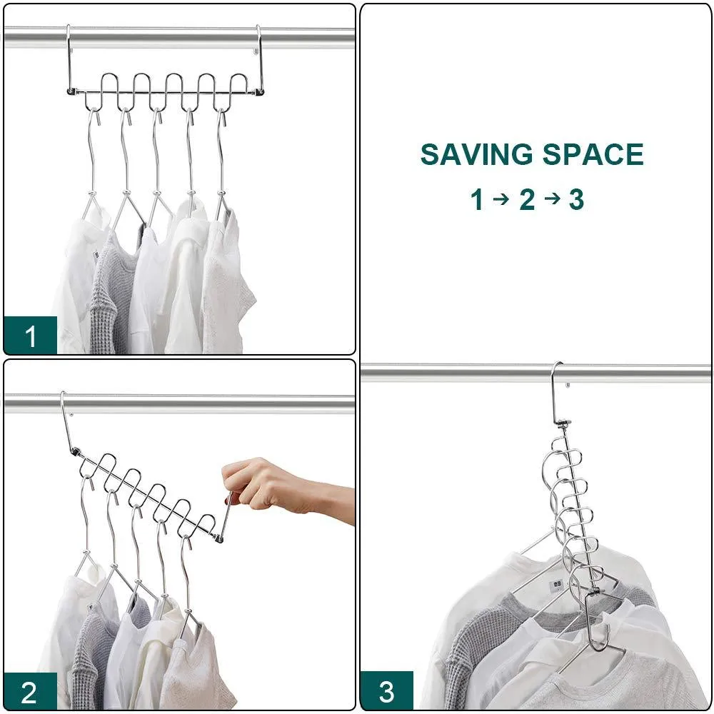 MeetU Magic Cloth Hanger Wonder Space Saving Hangers Metal Closet Organizer for Closet Wardrobe Closet Organization Closet System (Pack of 4)