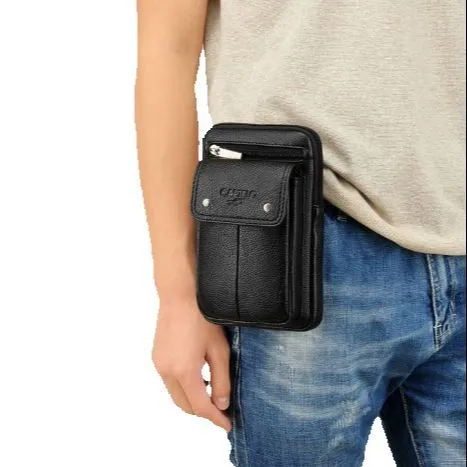 Men's Leather Bag Purse Waist Belt Pack Hook Cross Body Bag  098142