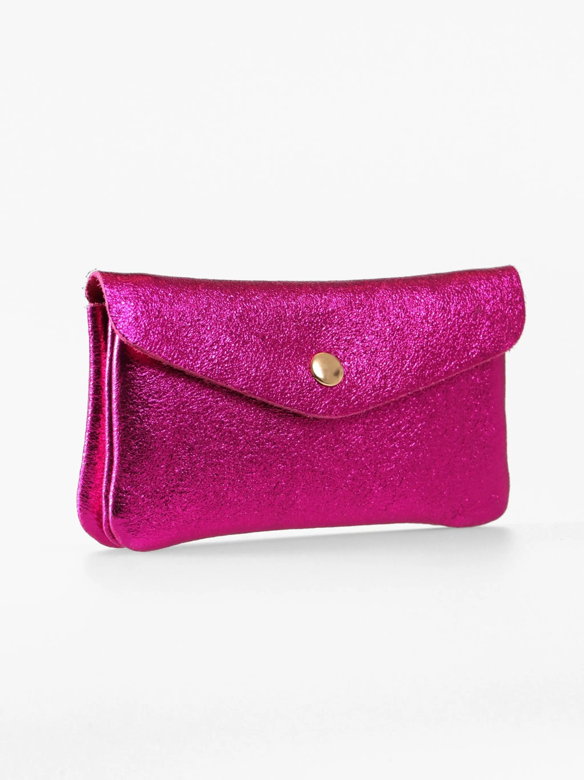 Metallic Raspberry Medium Leather Coin Purse