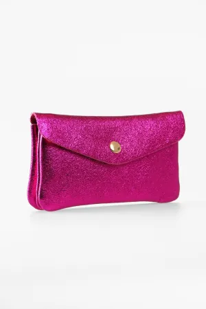 Metallic Raspberry Medium Leather Coin Purse