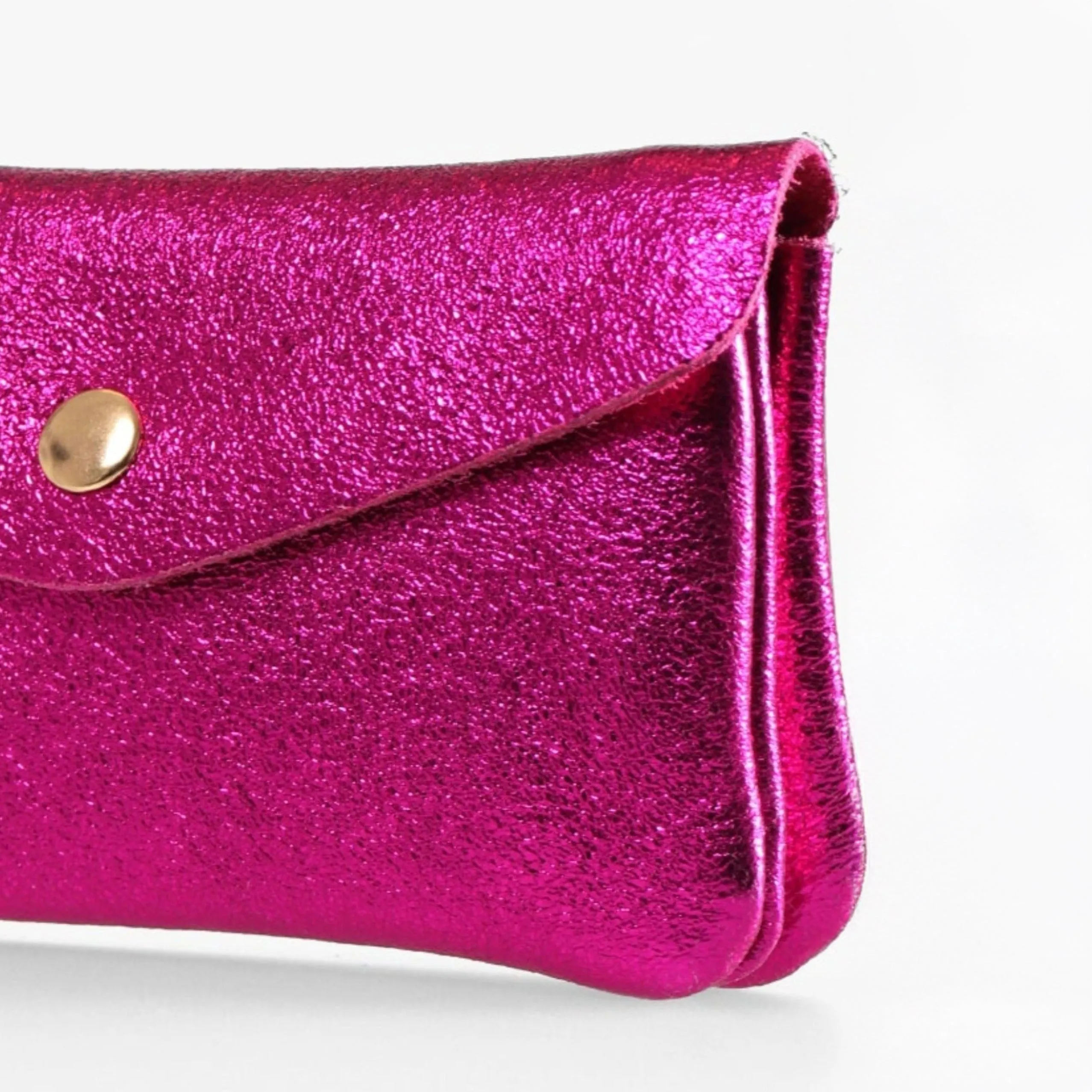 Metallic Raspberry Medium Leather Coin Purse