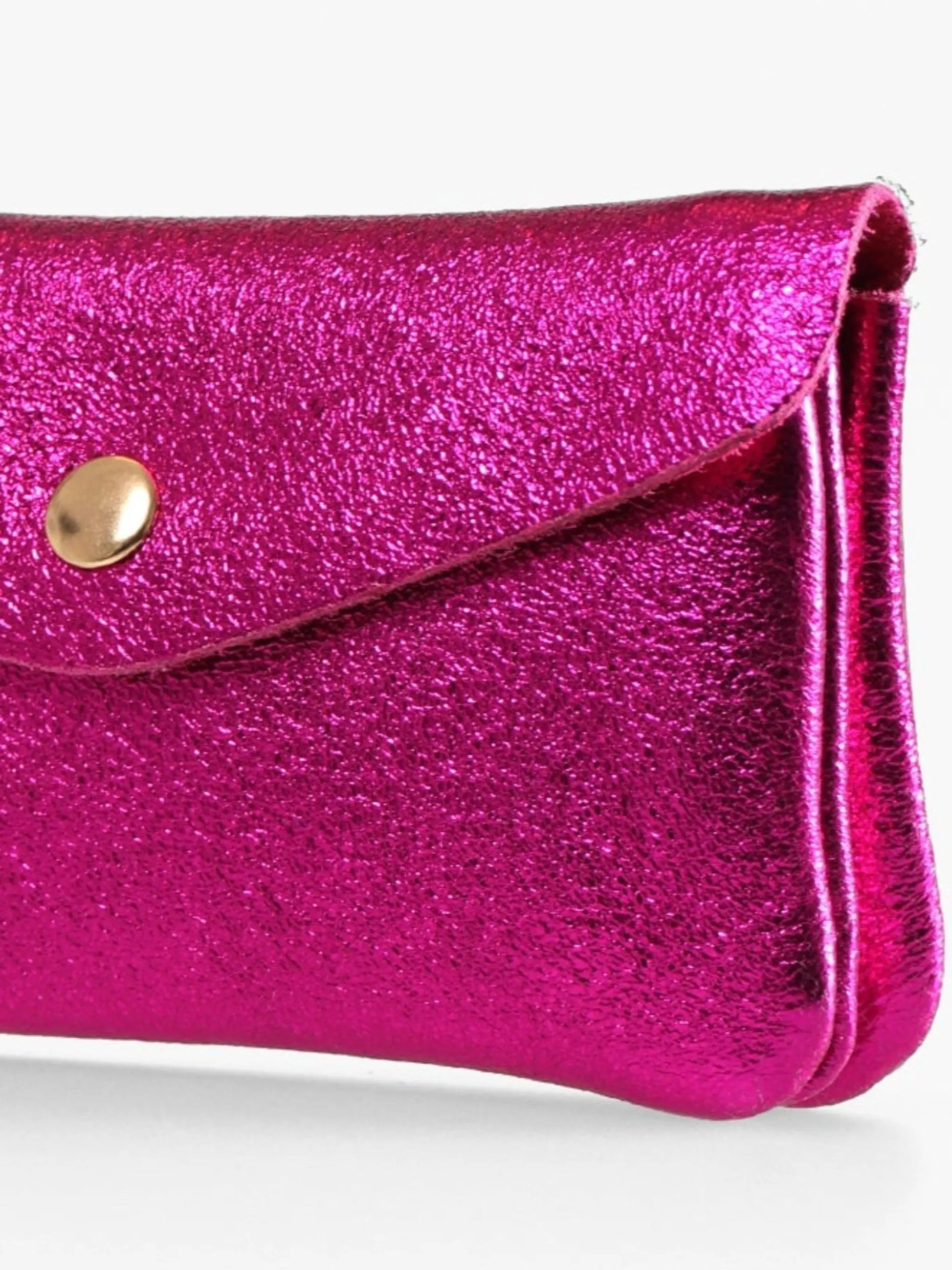 Metallic Raspberry Medium Leather Coin Purse