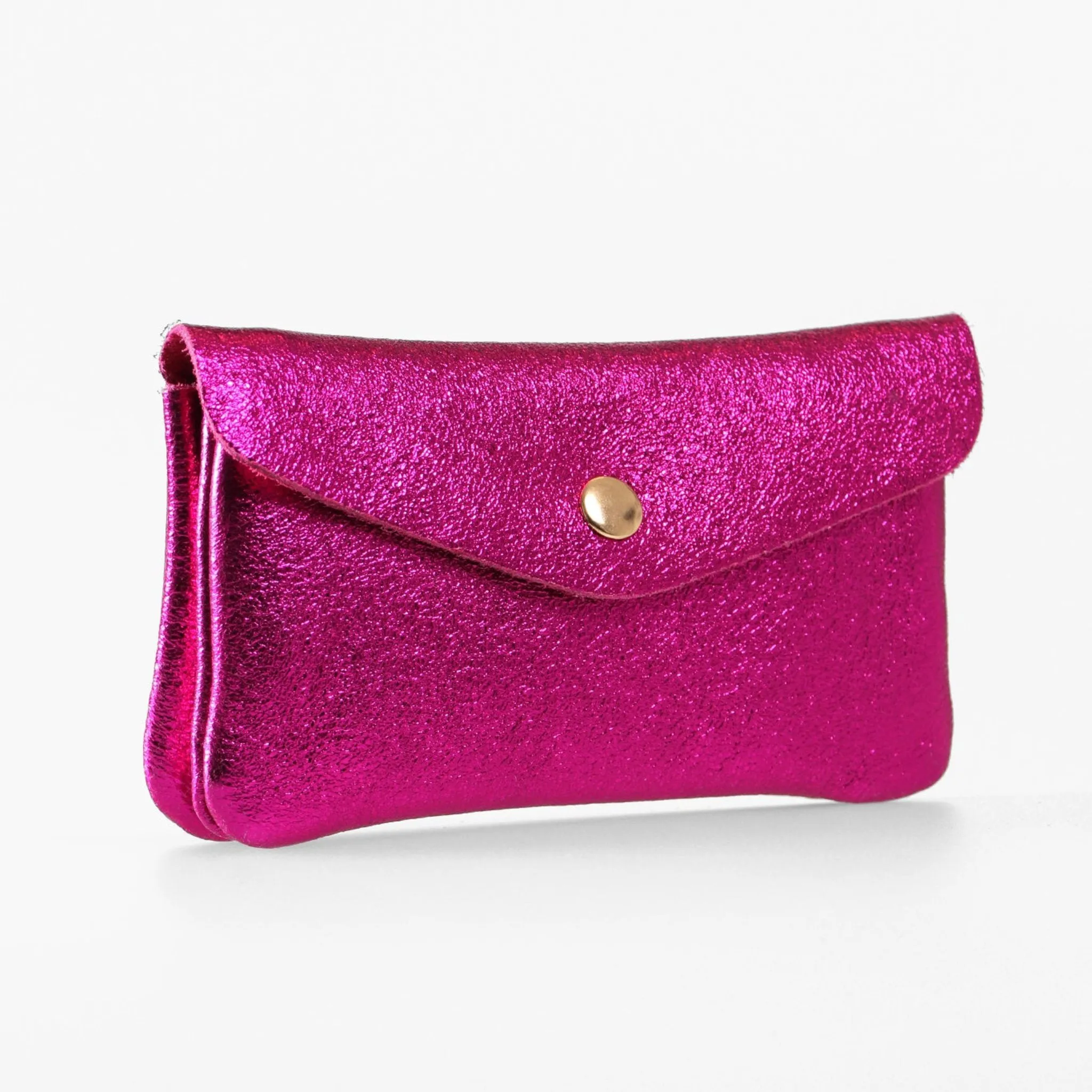 Metallic Raspberry Medium Leather Coin Purse