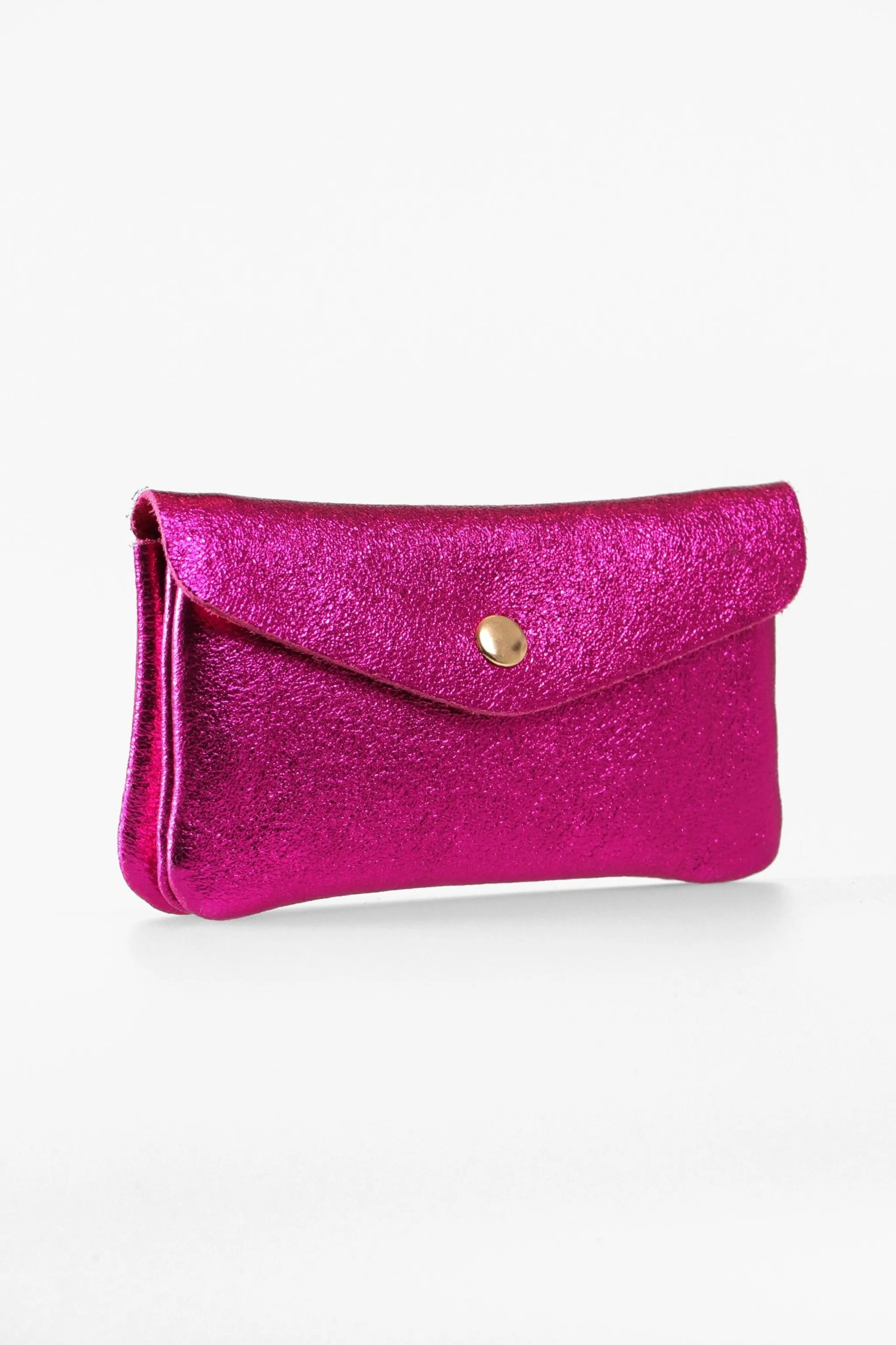 Metallic Raspberry Medium Leather Coin Purse