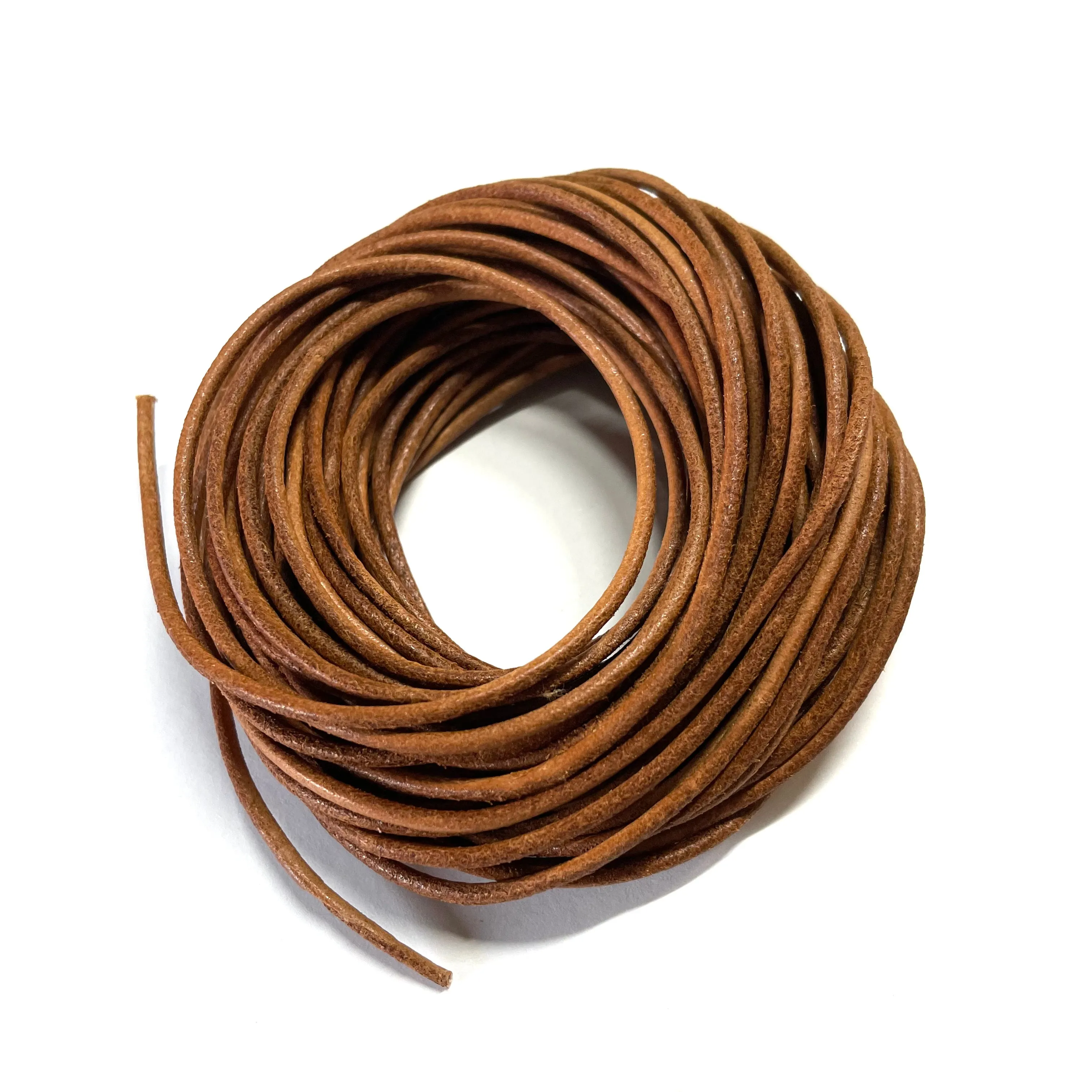 Natural Genuine Leather Cord per 10mtrs - Natural Tan Brown 2mm