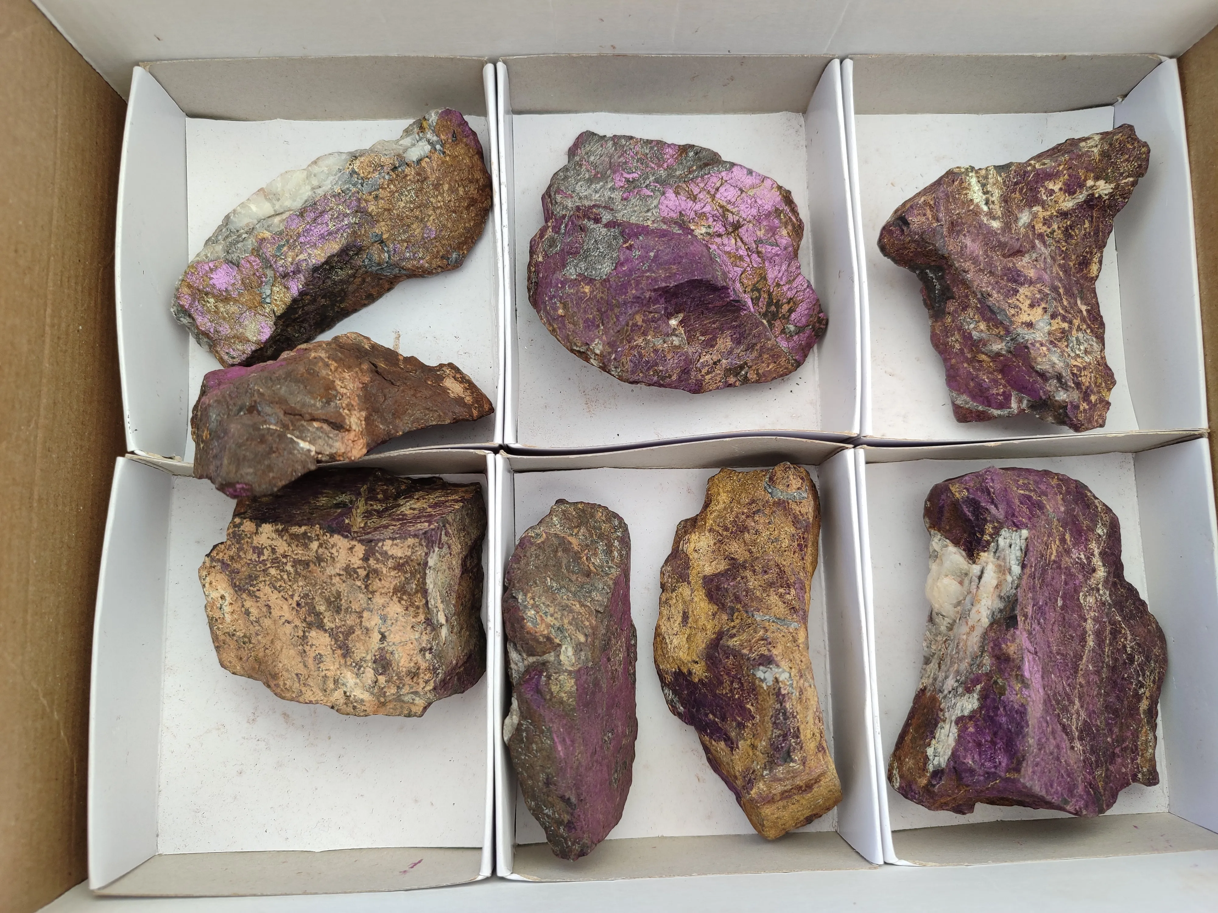 Natural Metallic Purpurite Cobbed Specimens x 8 From Erongo, Namibia