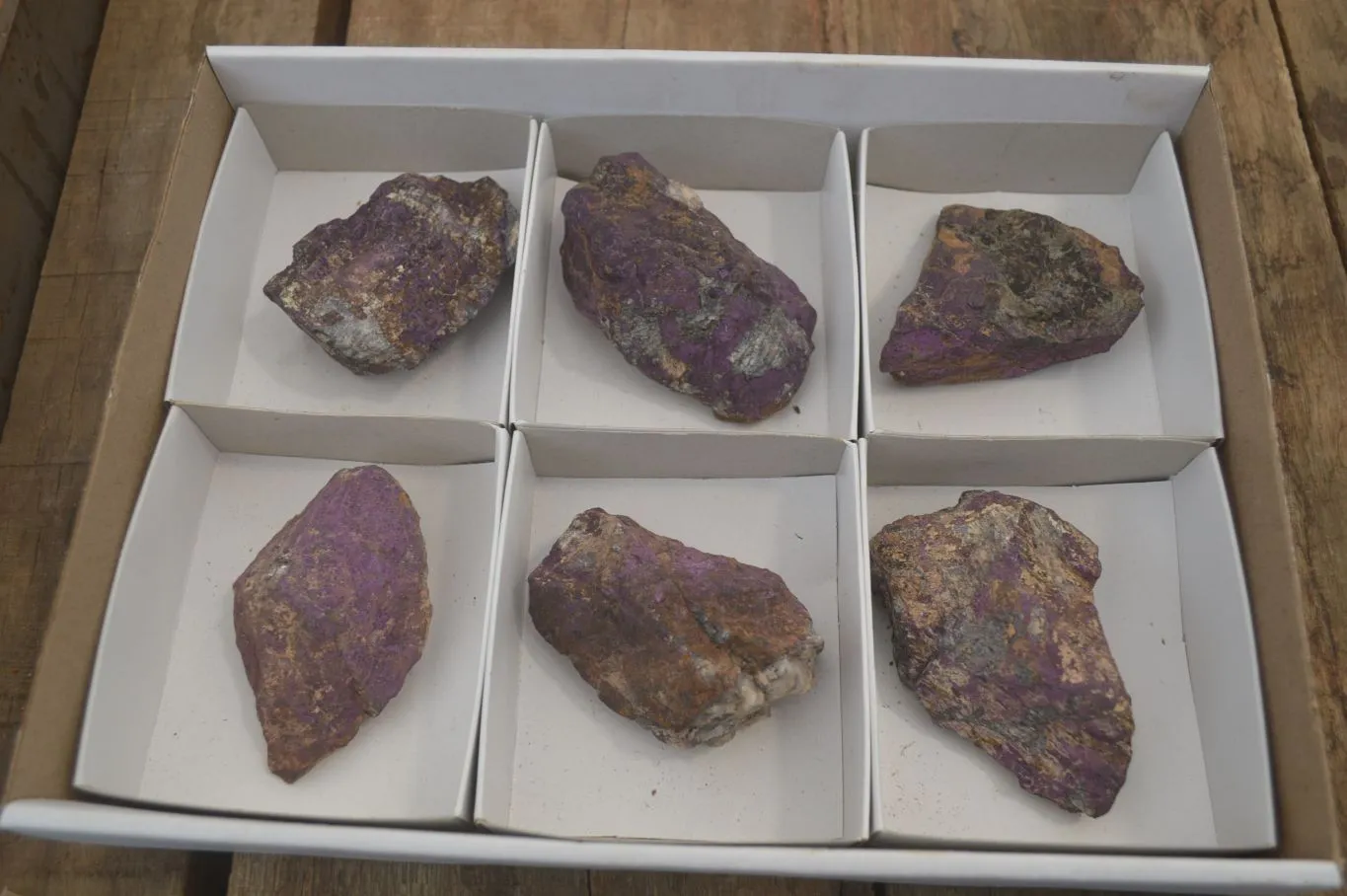 Natural Rare Metallic Purpurite Cobbed Specimens x 6 From Erongo, Namibia