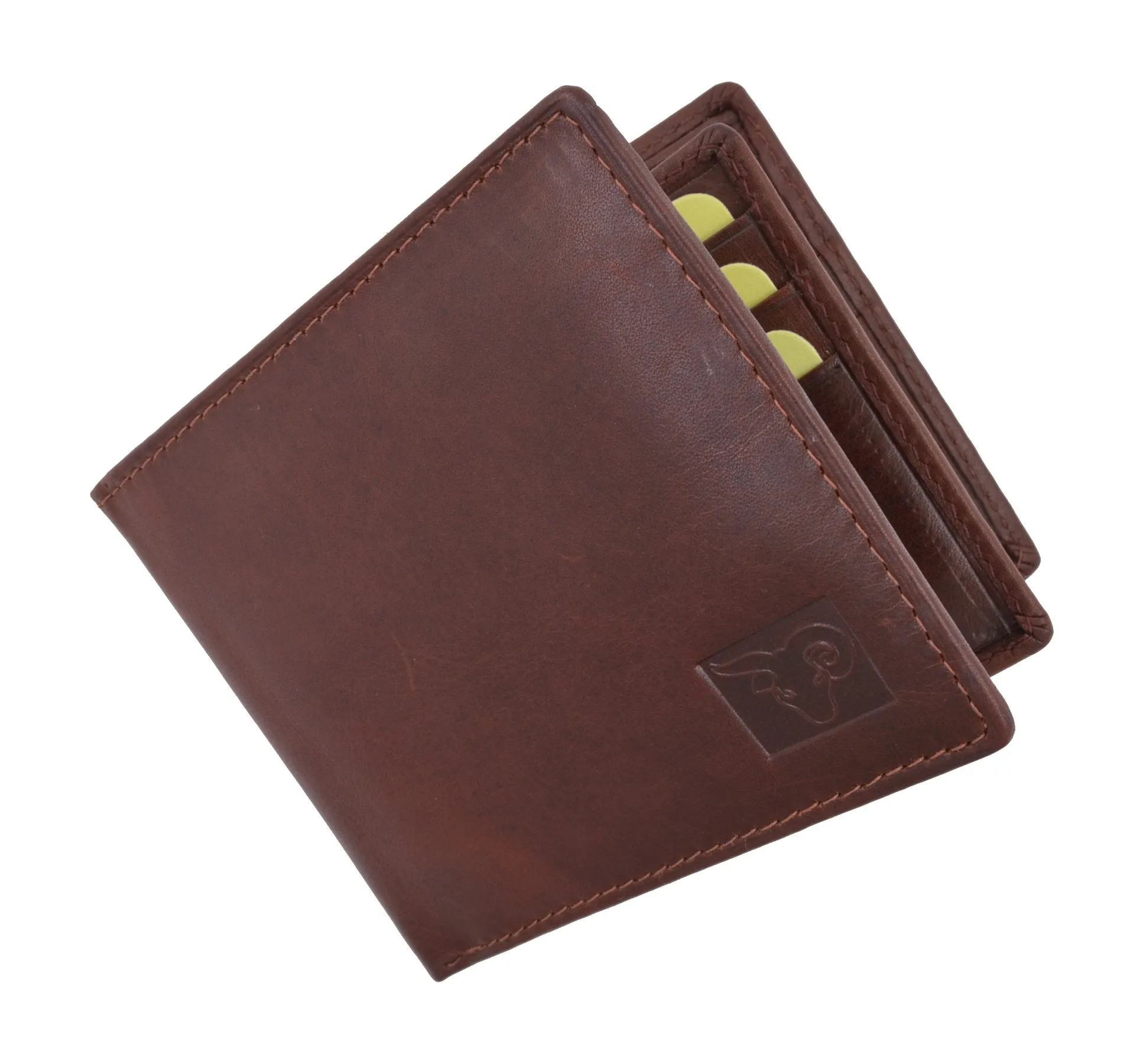 New Cavelio Multi Capacity Middle Flap ID Card Holder Bifold Wallet High Quality Genuine Leather 730052