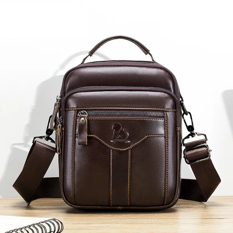 New Leisure Shoulder Bag for Men: Original Handbag with 100% Cowhide, Luxury Design, and Crossbody Messenger Style