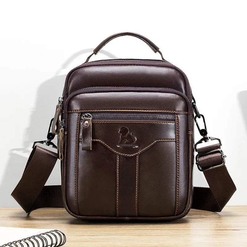 New Leisure Shoulder Bag for Men: Original Handbag with 100% Cowhide, Luxury Design, and Crossbody Messenger Style