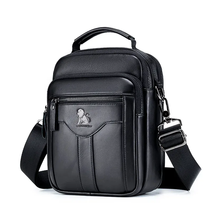 New Leisure Shoulder Bag for Men: Original Handbag with 100% Cowhide, Luxury Design, and Crossbody Messenger Style