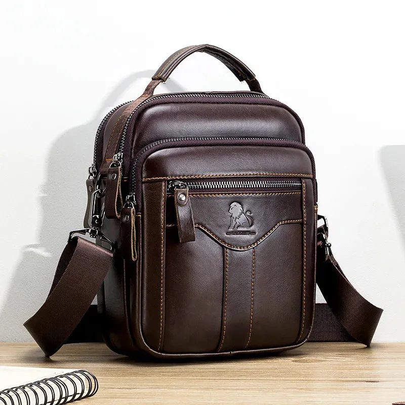 New Leisure Shoulder Bag for Men: Original Handbag with 100% Cowhide, Luxury Design, and Crossbody Messenger Style