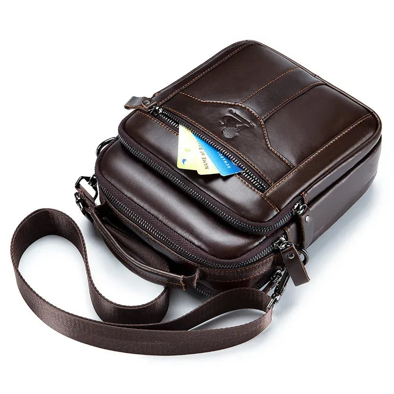 New Leisure Shoulder Bag for Men: Original Handbag with 100% Cowhide, Luxury Design, and Crossbody Messenger Style