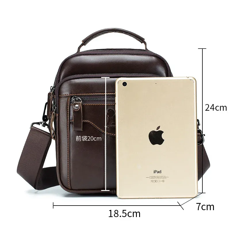 New Leisure Shoulder Bag for Men: Original Handbag with 100% Cowhide, Luxury Design, and Crossbody Messenger Style