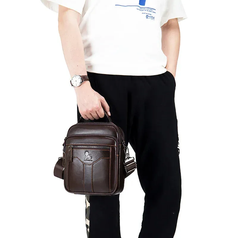 New Leisure Shoulder Bag for Men: Original Handbag with 100% Cowhide, Luxury Design, and Crossbody Messenger Style