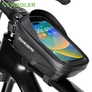 NEWBOLER Bike Bag 1.5L Frame Front Tube Cycling Bag Bicycle Waterproof Phone Case Holder 6.9Inches Touchscreen Bag Accessorie