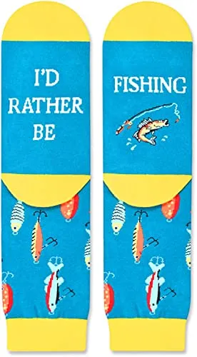 Novelty Fishing Socks for Men Women who Love to Fishing, Funny Gifts for Fishermen, Fishing Enthusiasts Gifts