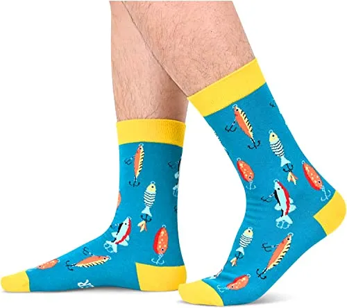 Novelty Fishing Socks for Men Women who Love to Fishing, Funny Gifts for Fishermen, Fishing Enthusiasts Gifts