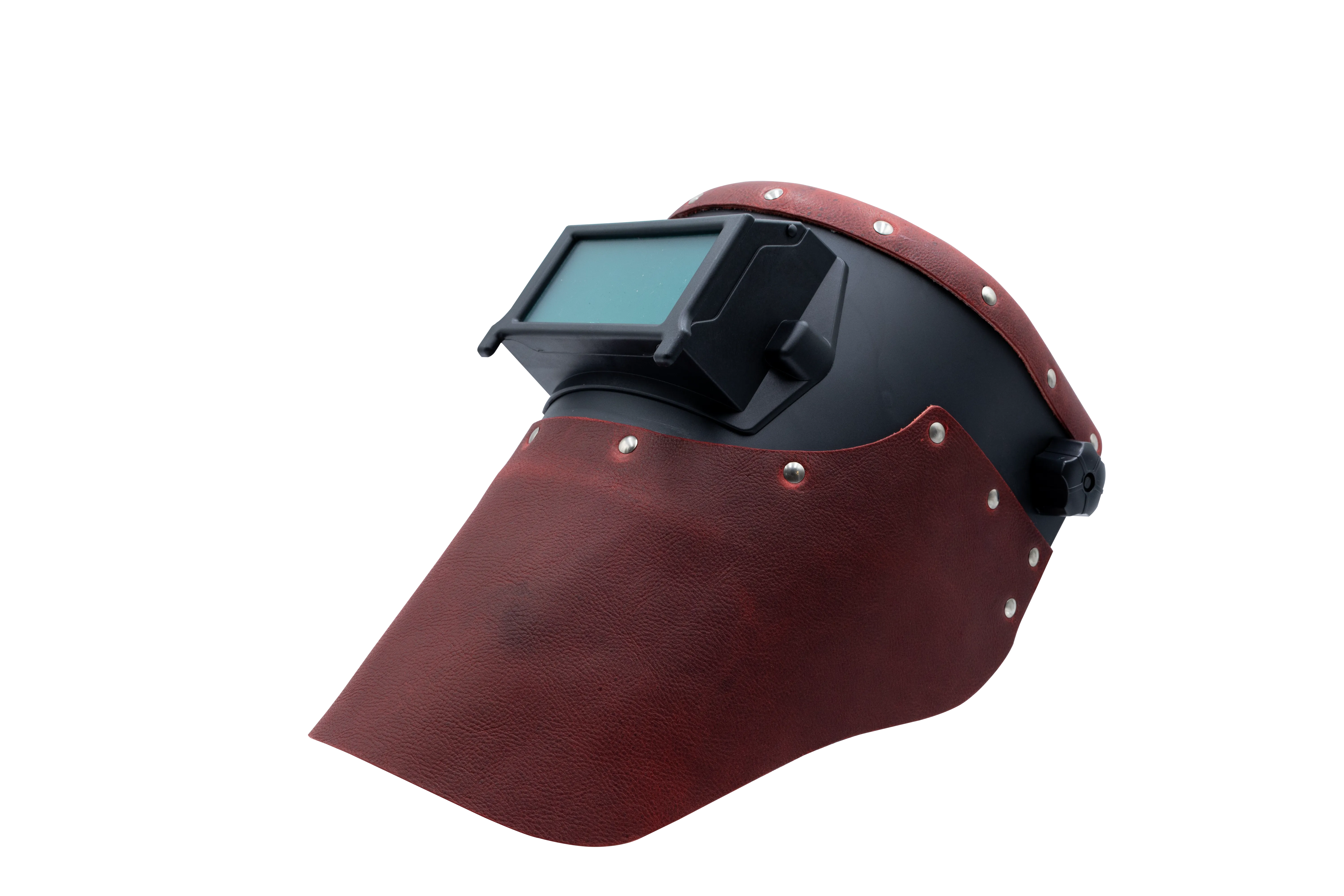 Outlaw Leather - Welding Hood - Maroon Leather