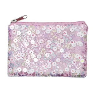 Pink Poppy Bloom Fairy Sequin Coin Purse Pale Pink