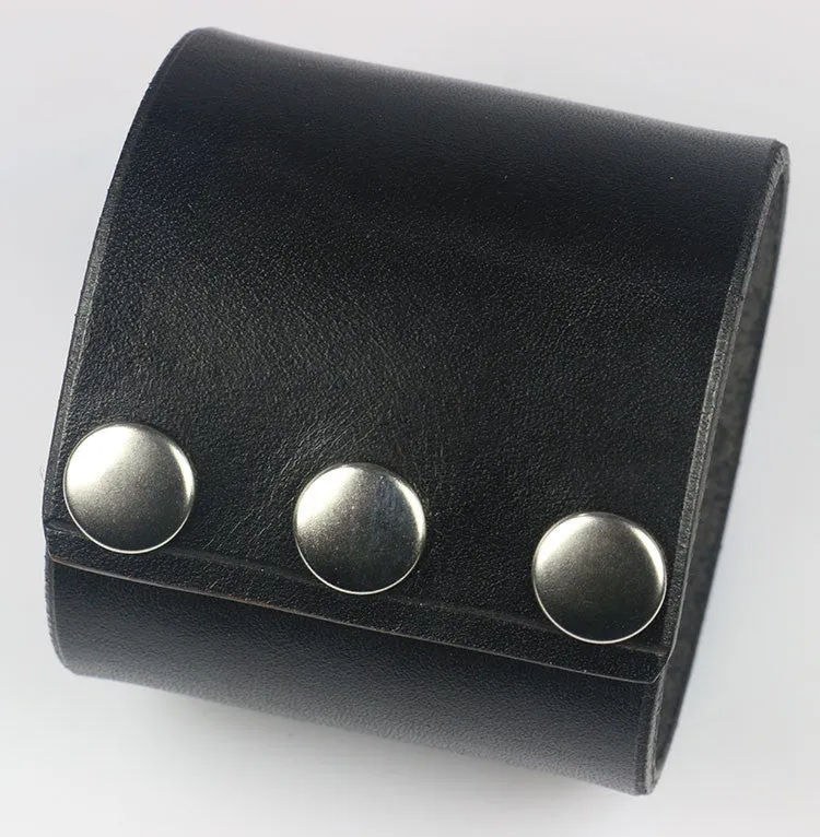 Plain 2 3/8" Wide Leather Wrist Cuff, Black