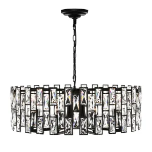 Porsha 8 Light Black with Crystal Modern Pendant