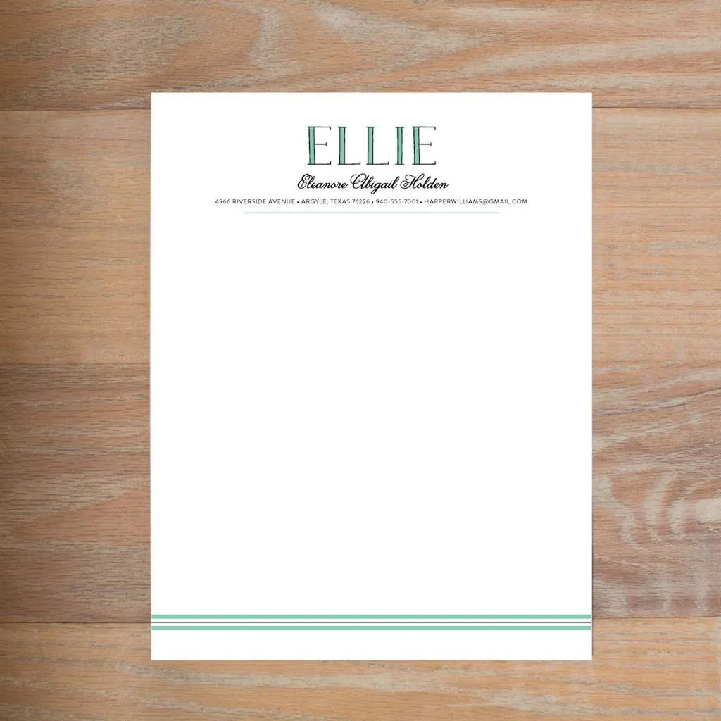 Preppy Name Custom Letterhead