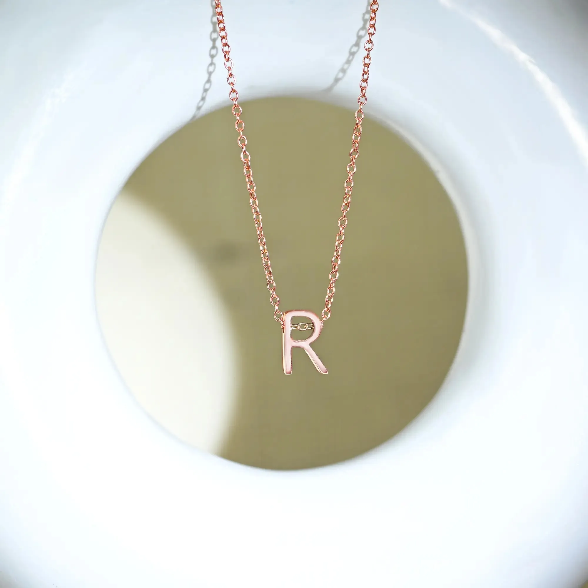 Radiant R Initial Necklace