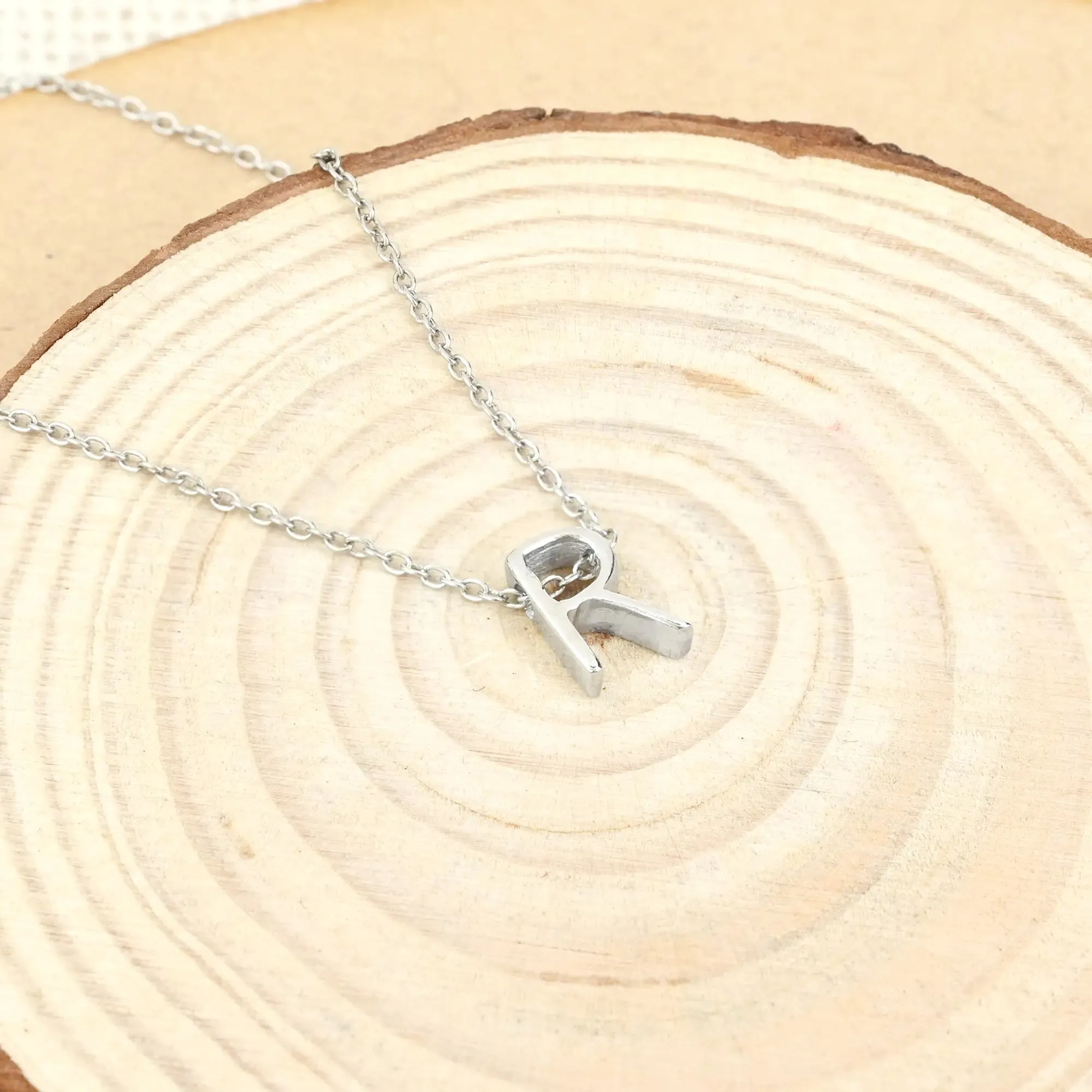 Radiant R Initial Necklace