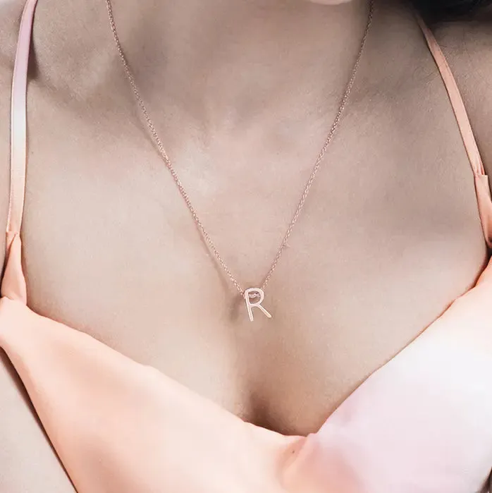 Radiant R Initial Necklace