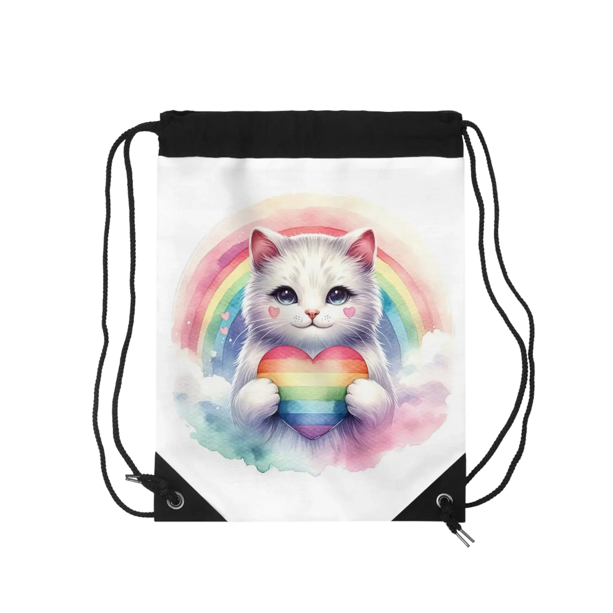 Rainbow Cat - Cat Lover - Drawstring Bag