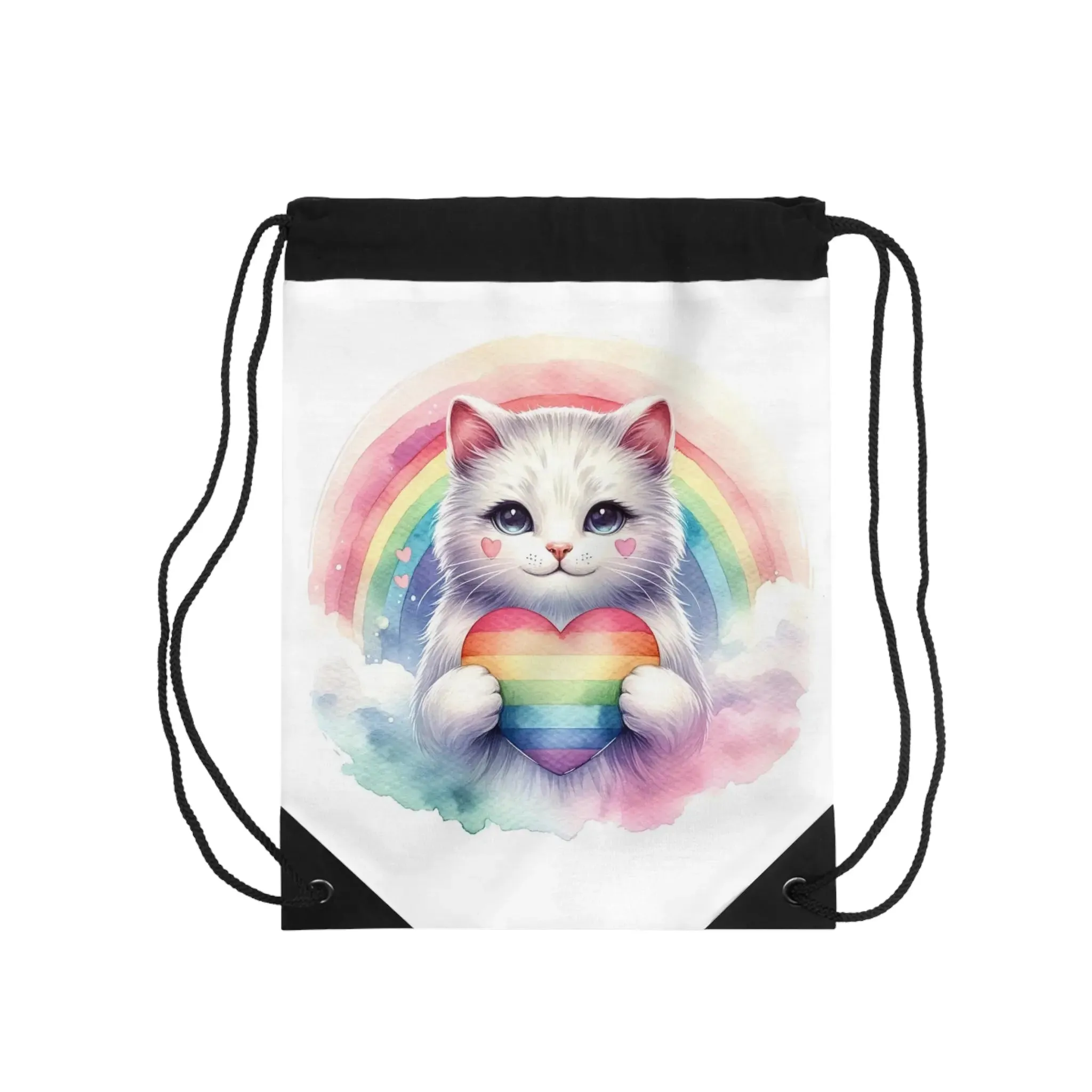 Rainbow Cat - Cat Lover - Drawstring Bag