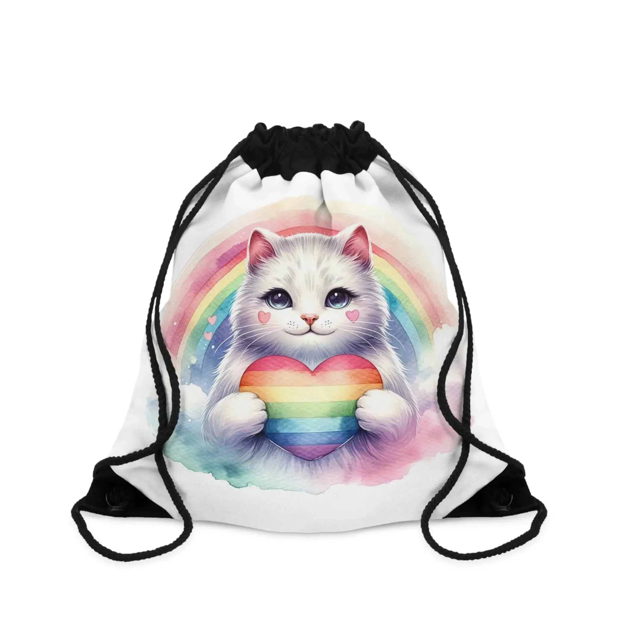 Rainbow Cat - Cat Lover - Drawstring Bag