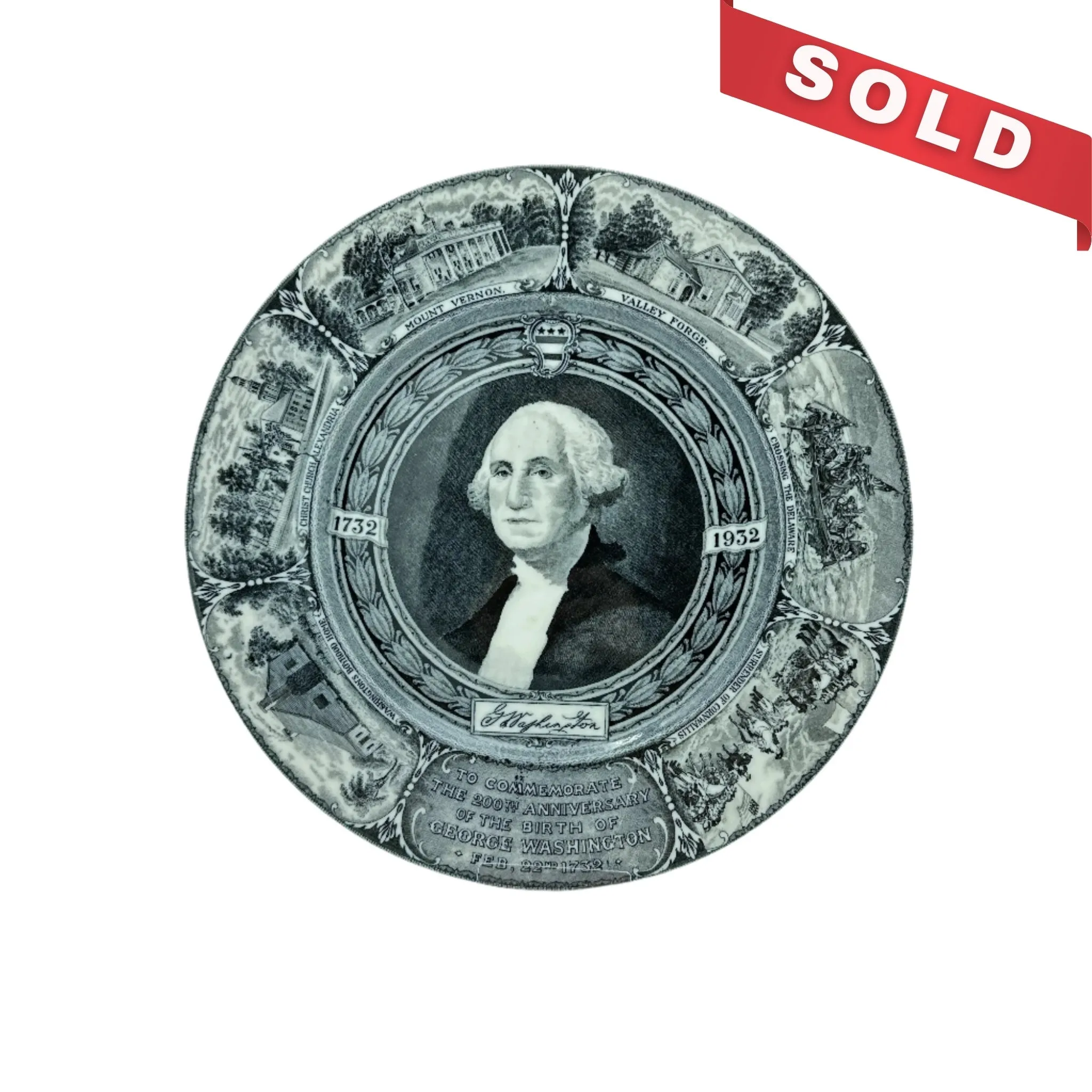 Rare George Washington Bicentennial Memorial Plate — 1932