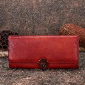 Red Classic womens Leather Flip Long Wallet Phone Wallet Clutch Wallet for Ladies