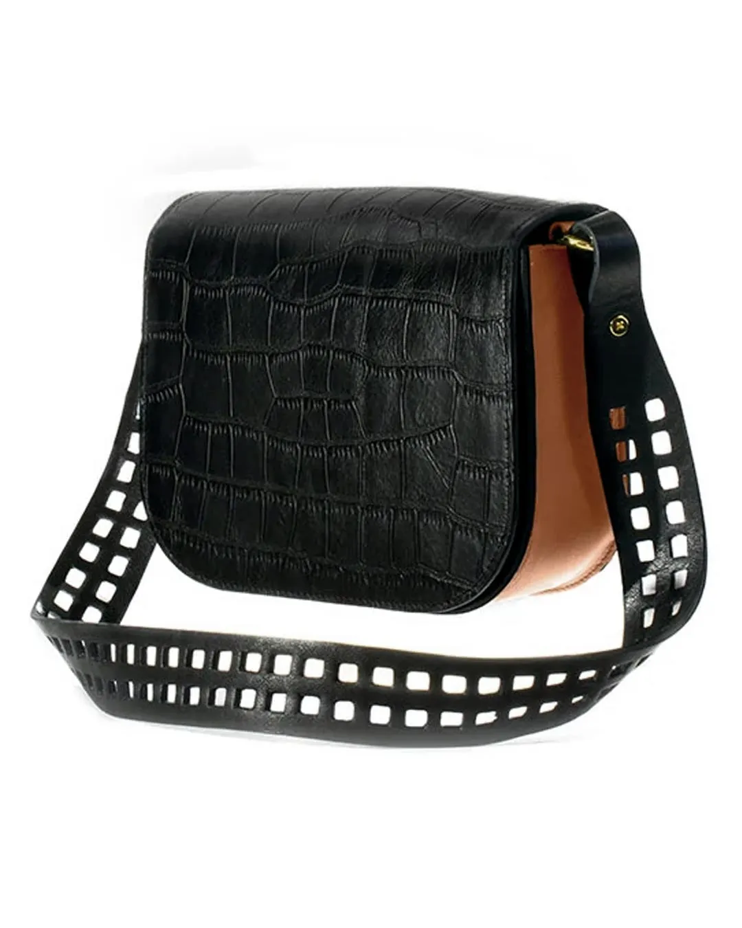 SADDLE SHOULDER BAG | BLACK & TAN