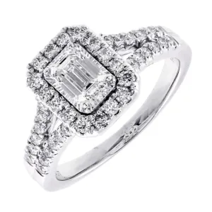 Silver (SLV 995) Cubic Zirconia Basics Halo Ring - 1 ctw