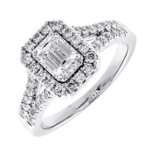 Silver (SLV 995) Cubic Zirconia Basics Halo Ring - 3/4 ctw