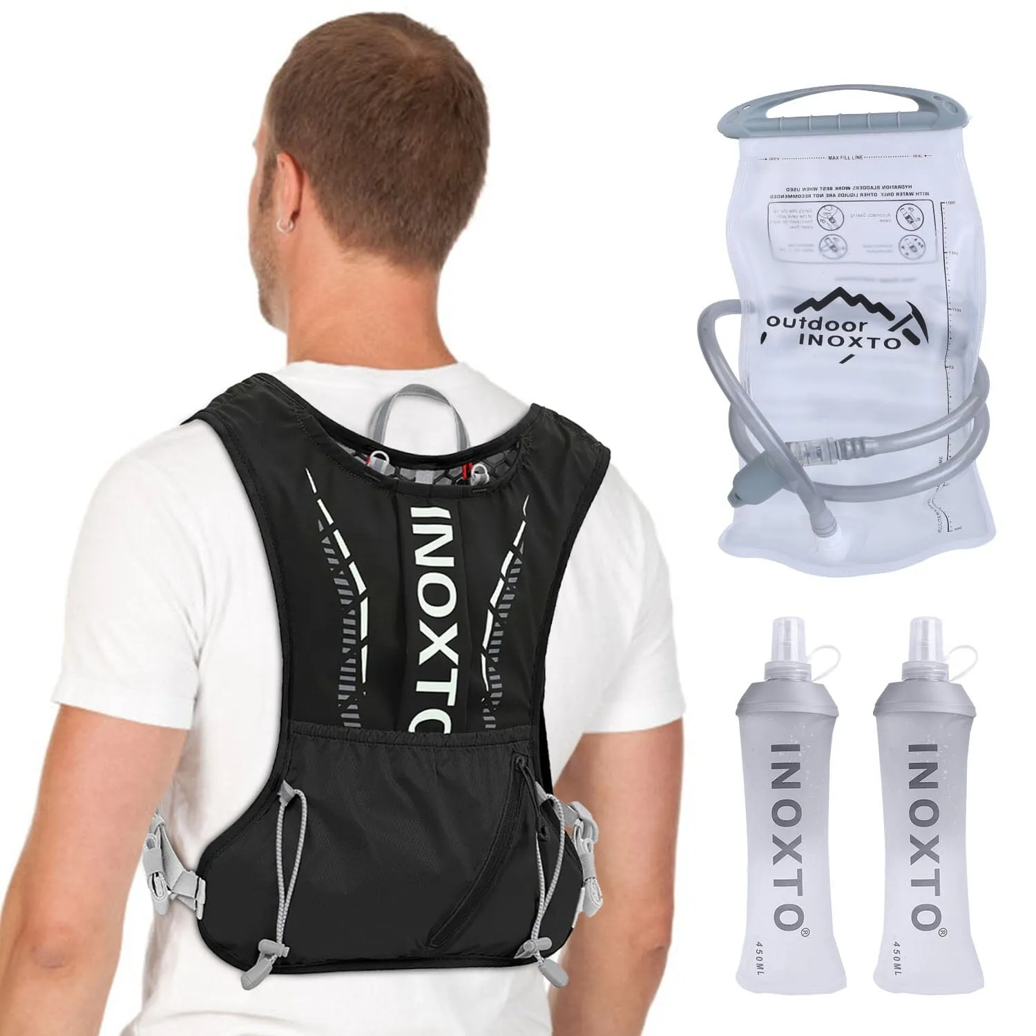 Sport Hydration Vest Running Backpack with 15oz, 50oz Water Bladder