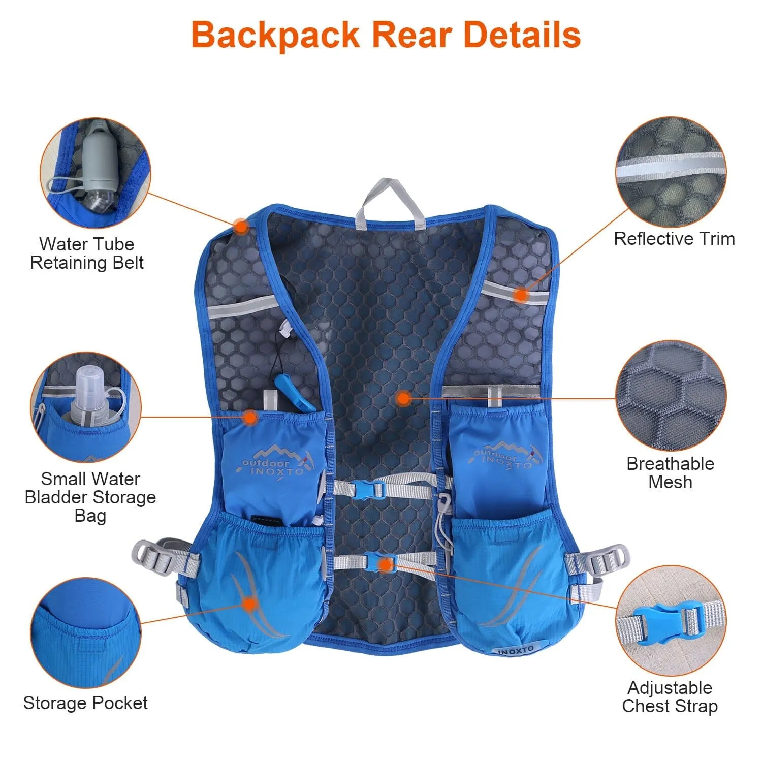 Sport Hydration Vest Running Backpack with 15oz, 50oz Water Bladder