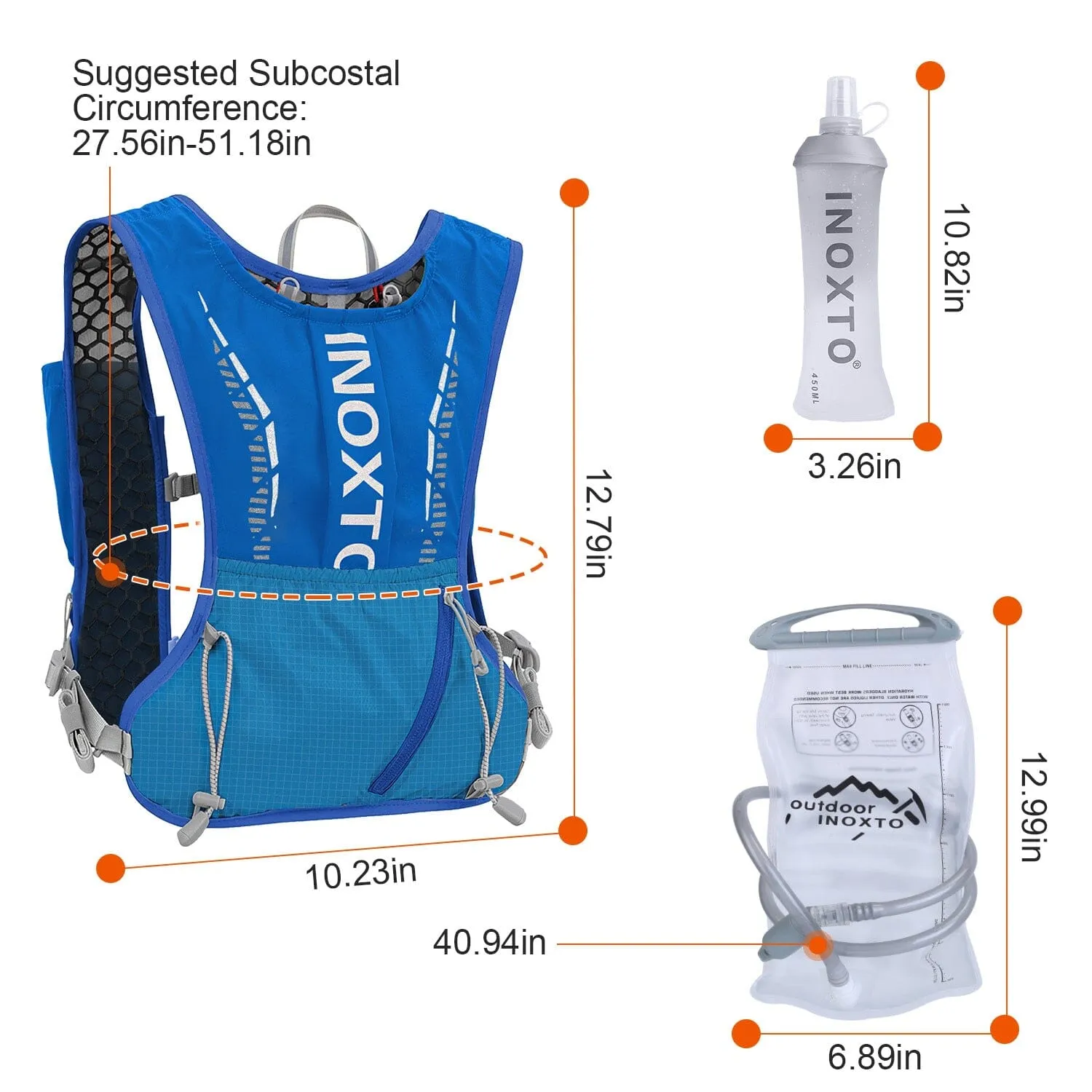 Sport Hydration Vest Running Backpack with 15oz, 50oz Water Bladder