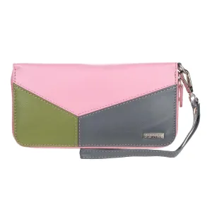 STARHIDE Womens RFID Blocking Soft Leather Multi Coloured Purse 5610 Pink/Grey/Green