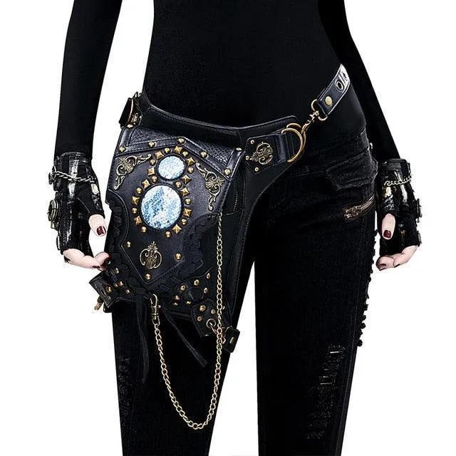 Steampunk Leather Waist Leg Bag