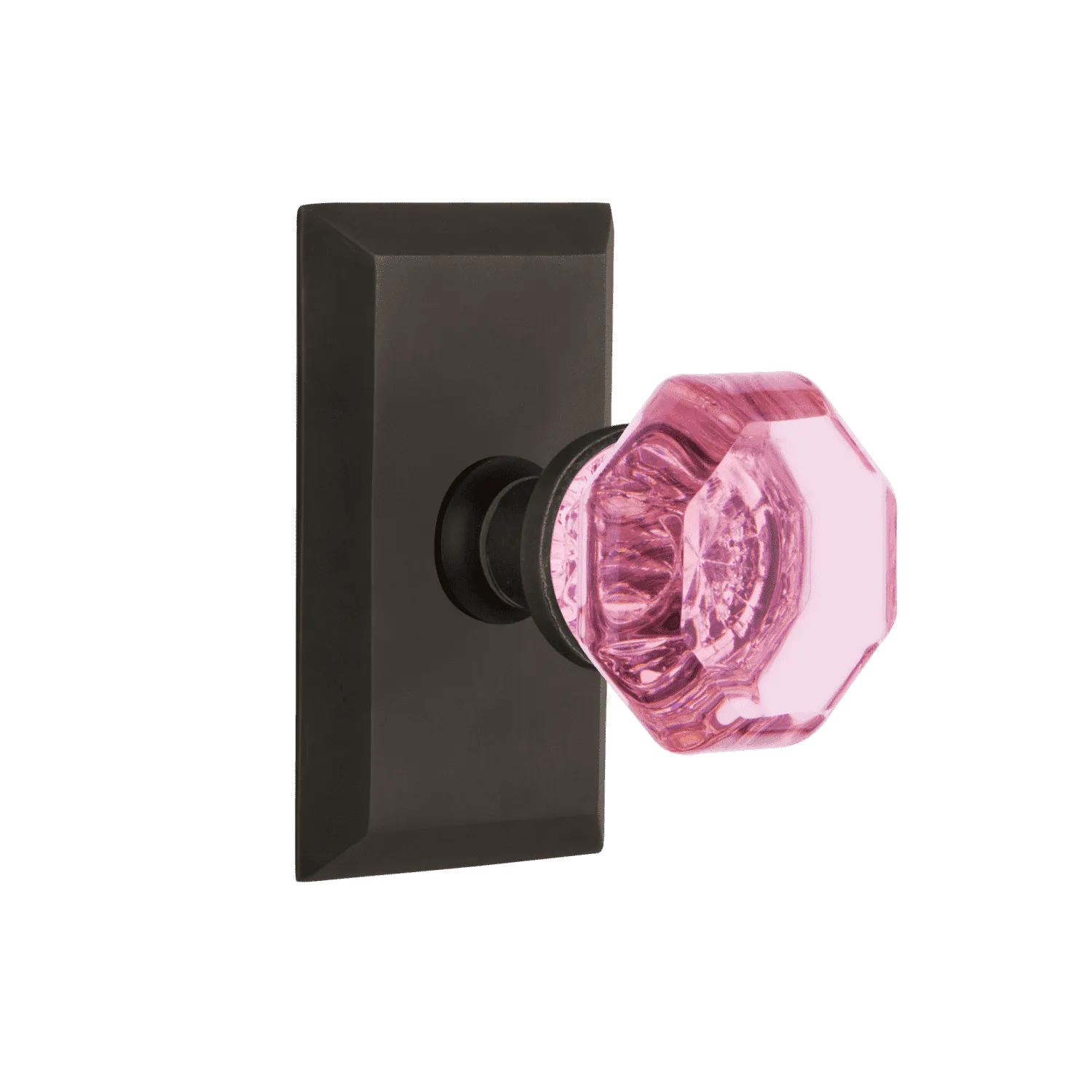 Studio Short Plate with Pink Waldorf Knob in Oil-Rubbed Bronze