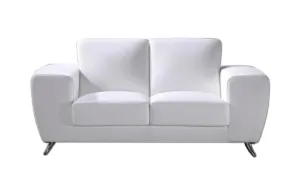 Torri White Leather Loveseat