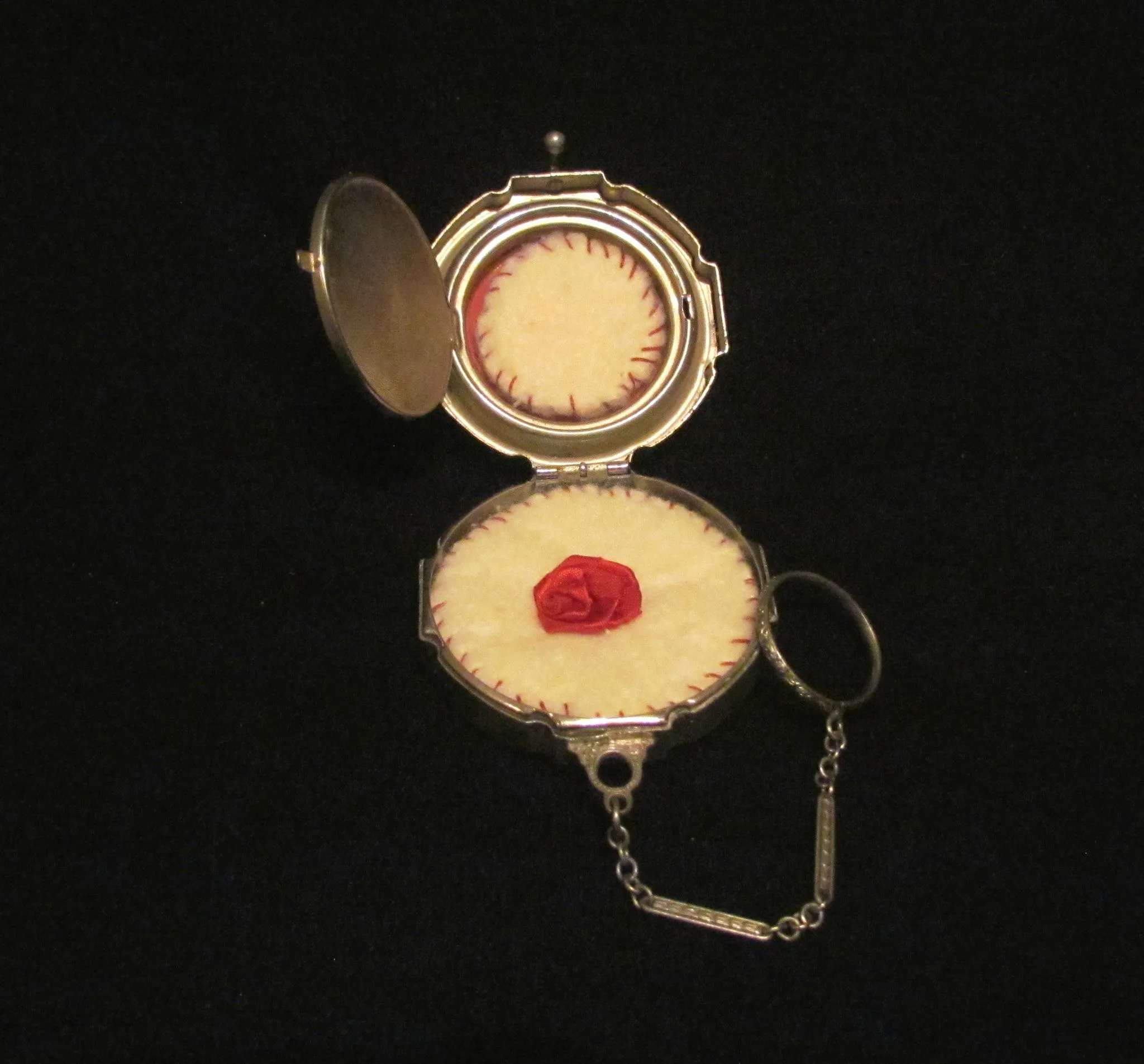 Victorian Silver Compact Purse Red Guilloche Blue And Red Stones Finger Ring Evans May Fair RARE