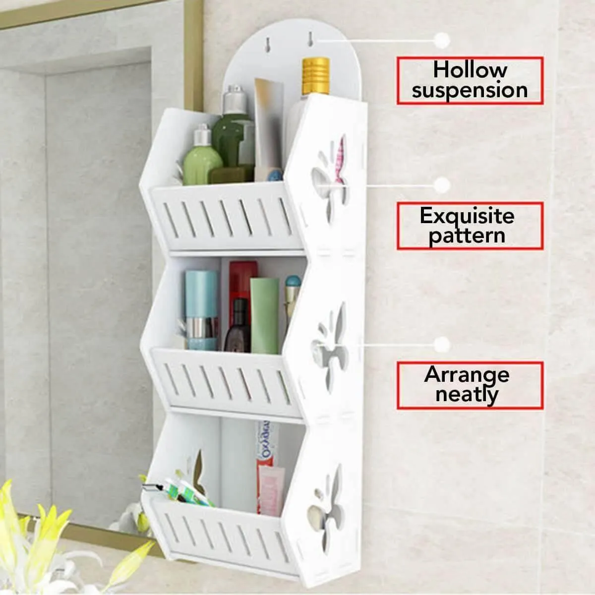 Wall Mounted No-Drill Shelf Storage Organizer