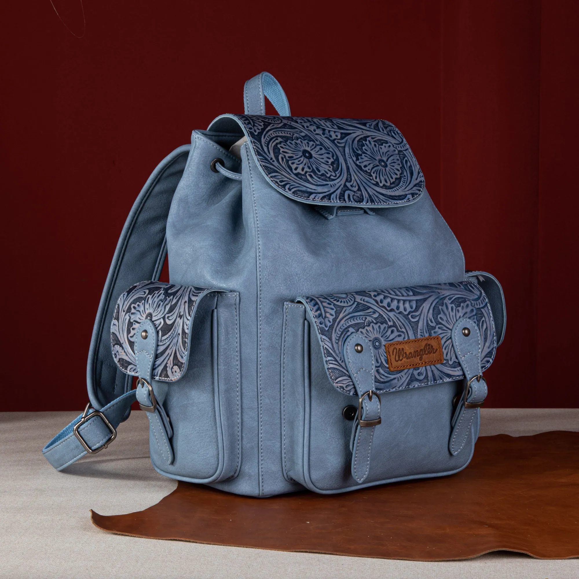 WG12-9110B  Wrangler Vintage Floral Tooled Backpack - Jean